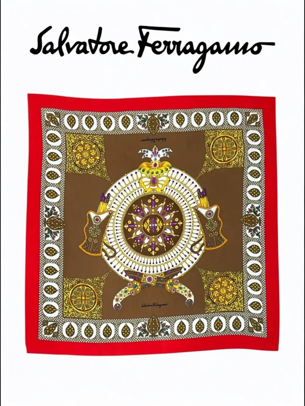 Salvatore‎ Ferragamo Medallion Silk Scarf